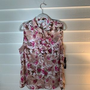 Tahari sleeveless floral blouse